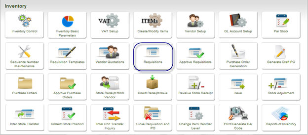 Requisition Menu Materials Management - Overview of Requisition