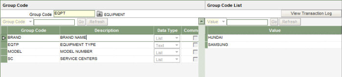 Materials Management - Group Code Value